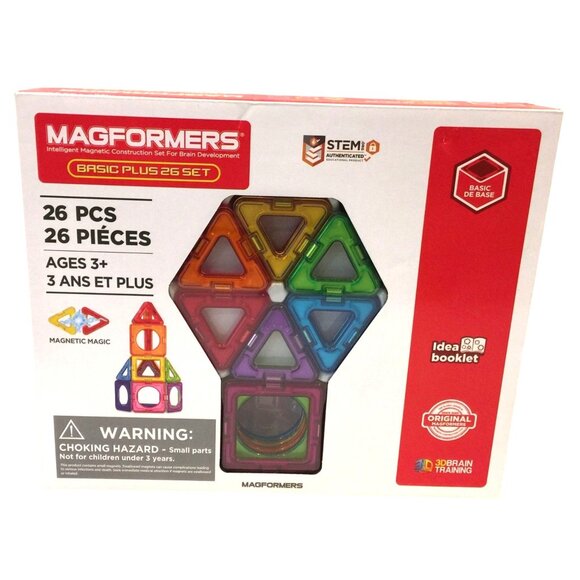 MAGFORMERS Basic Plus 26 Piece Set Stem Magnetic Construction Set - Picture 1 of 2